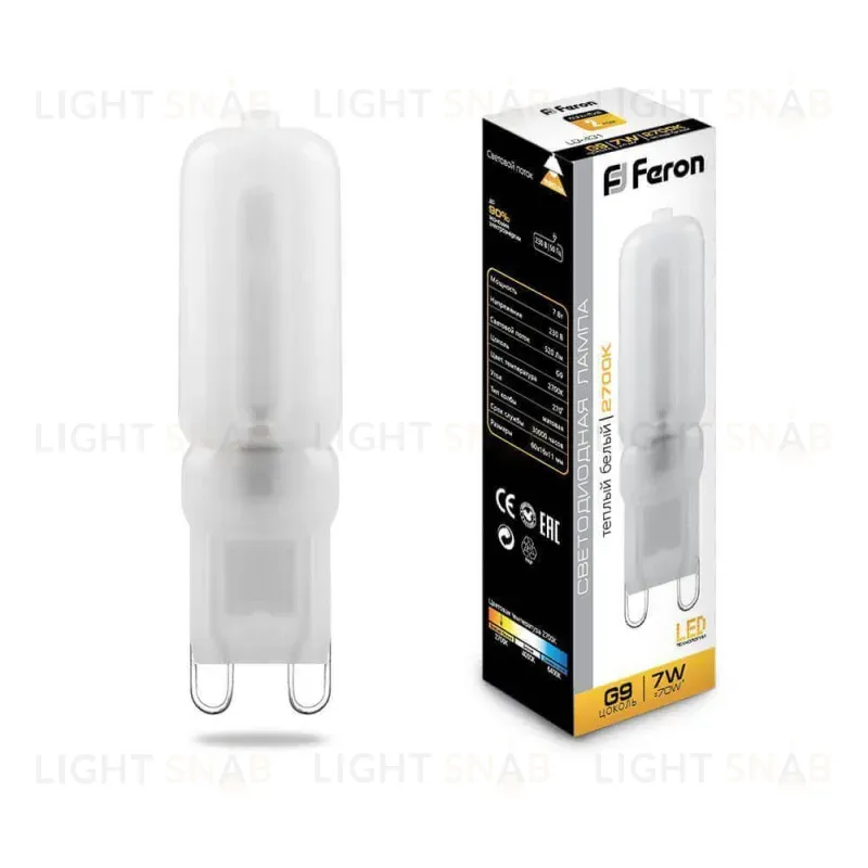 Лампа светодиодная Feron G9 7W 2700K Прямосторонняя Матовая LB-431 25755 25755
