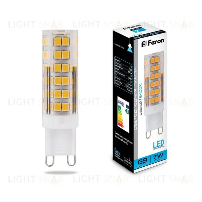 Лампа светодиодная Feron G9 7W 6400K Прямосторонняя Матовая LB-433 25768 25768