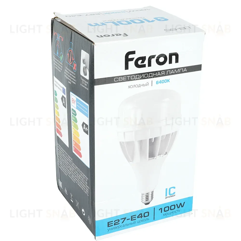 Лампа светодиодная Feron E27-E40 100W 6400K Цилиндр Матовая LB-65 25827 25827