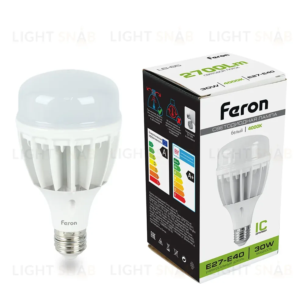 Лампа светодиодная Feron E27-E40 30W 4000K Цилиндр Матовая LB-65 25818 25818
