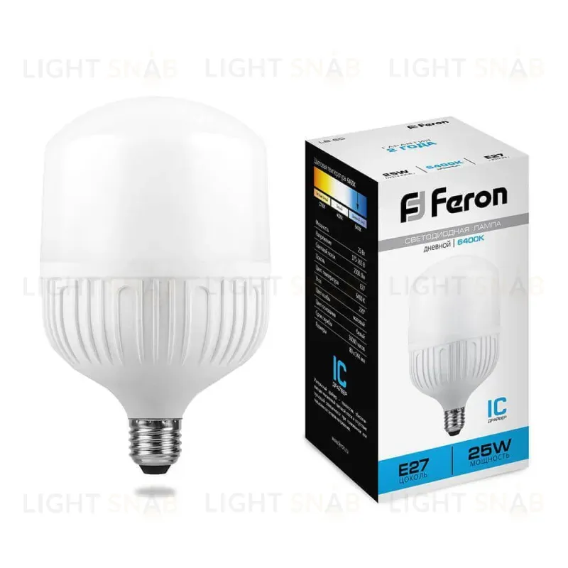 Лампа светодиодная Feron E27 25W 6400K Цилиндр Матовая LB-65 25887 25887