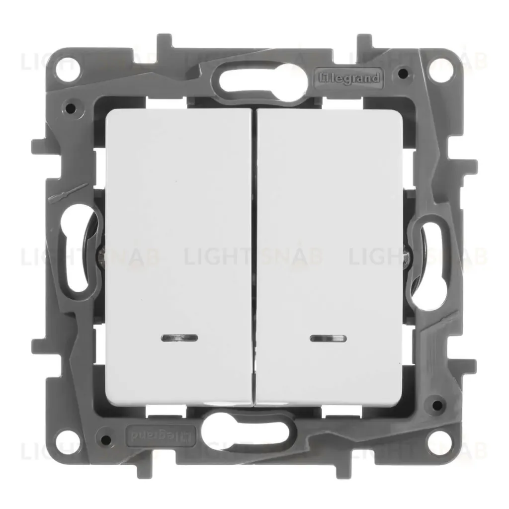 Переключатель двухклавишный Legrand Etika с подсветкой 10A 250V антрацит 672616 672616