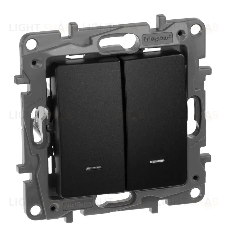 Переключатель двухклавишный Legrand Etika с подсветкой 10A 250V антрацит 672616 672616