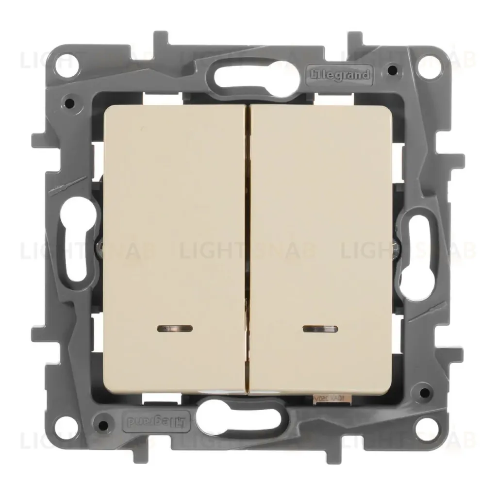 Переключатель двухклавишный Legrand Etika с подсветкой 10A 250V белый 672216 672216