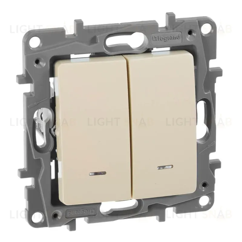 Переключатель двухклавишный Legrand Etika с подсветкой 10A 250V слоновая кость 672316 672316
