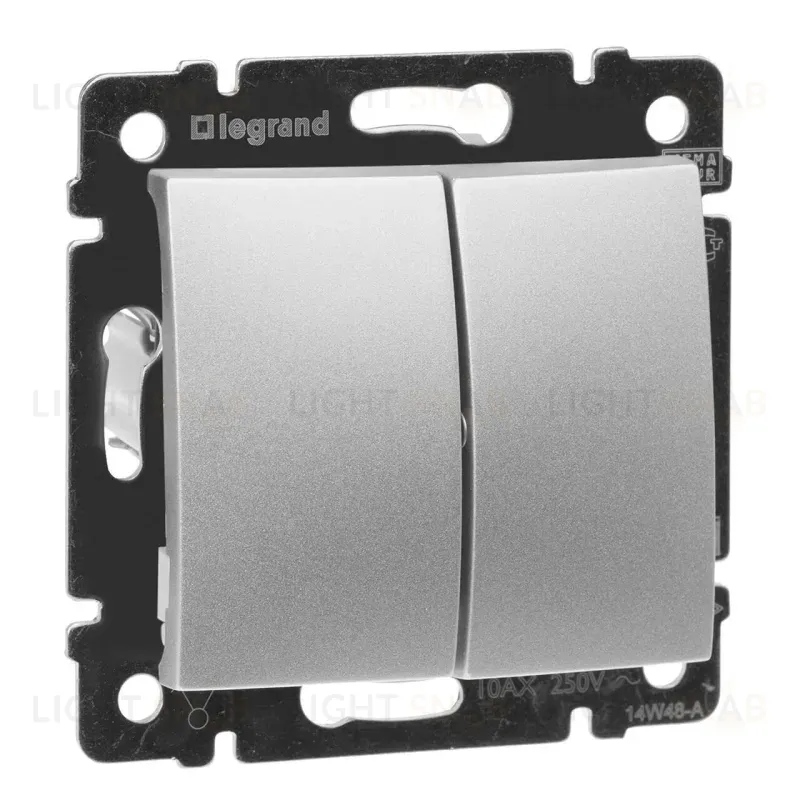 Выключатель двухклавишный Legrand Valena 10A 250V алюминий 770105 770105