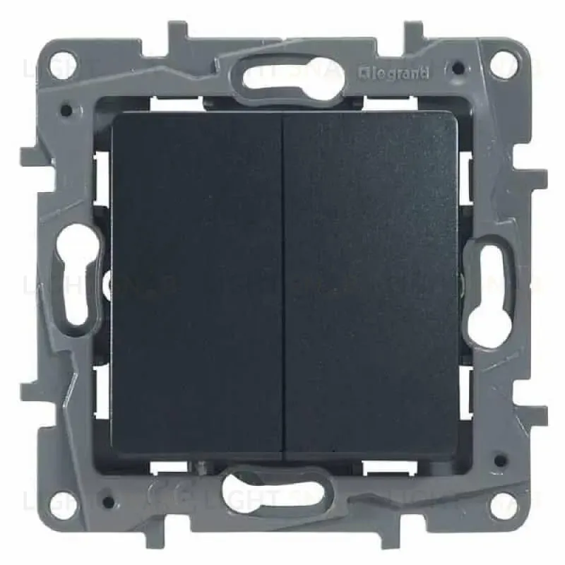 Переключатель двухклавишный Legrand Etika 10A 250V антрацит 672612 672612