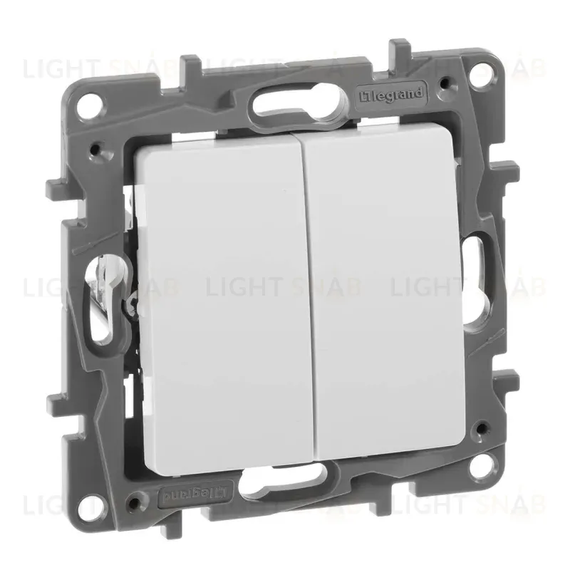 Переключатель двухклавишный Legrand Etika 10A 250V белый 672212 672212