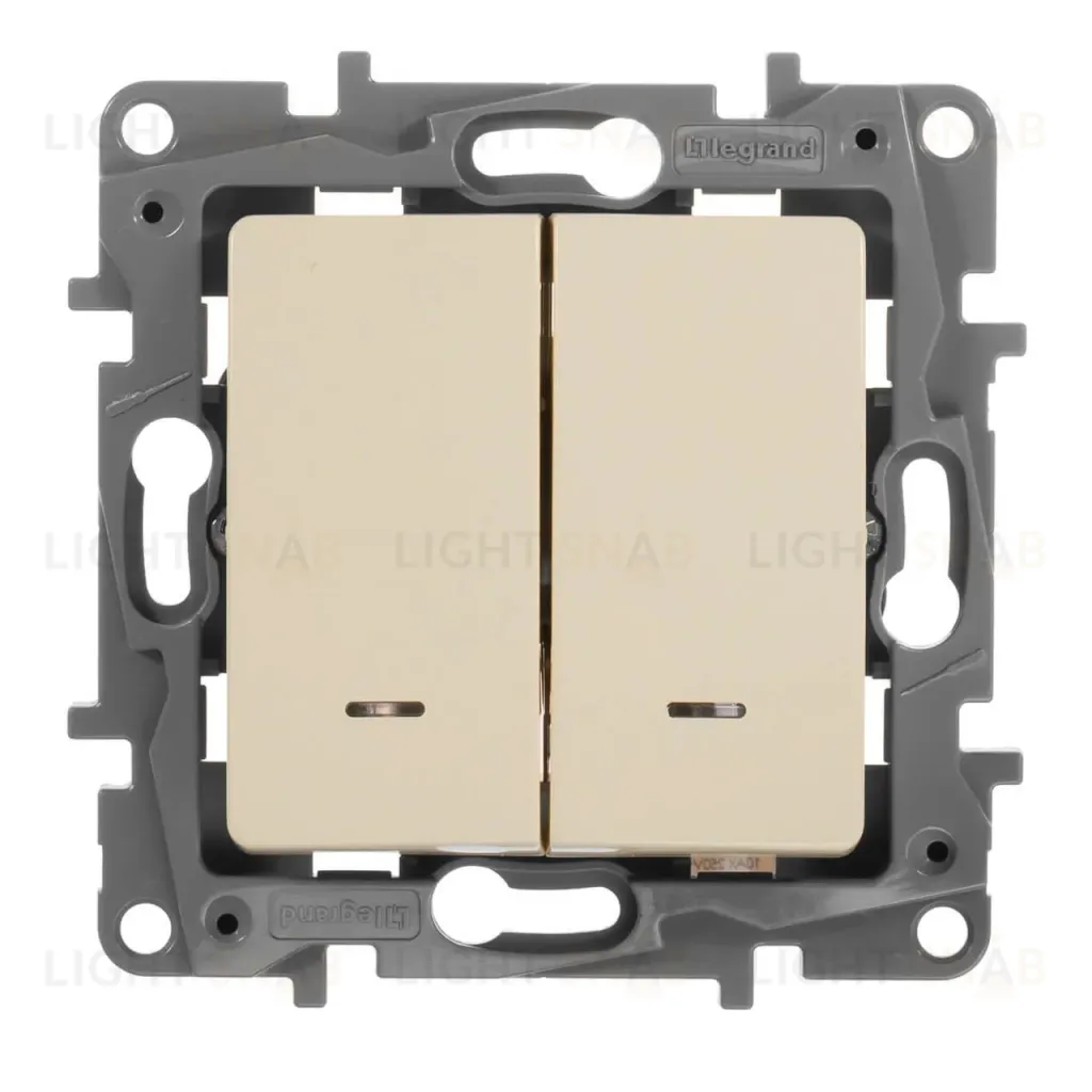 Выключатель двухклавишный Legrand Etika с подсветкой 10A 250V белый 672204 672204