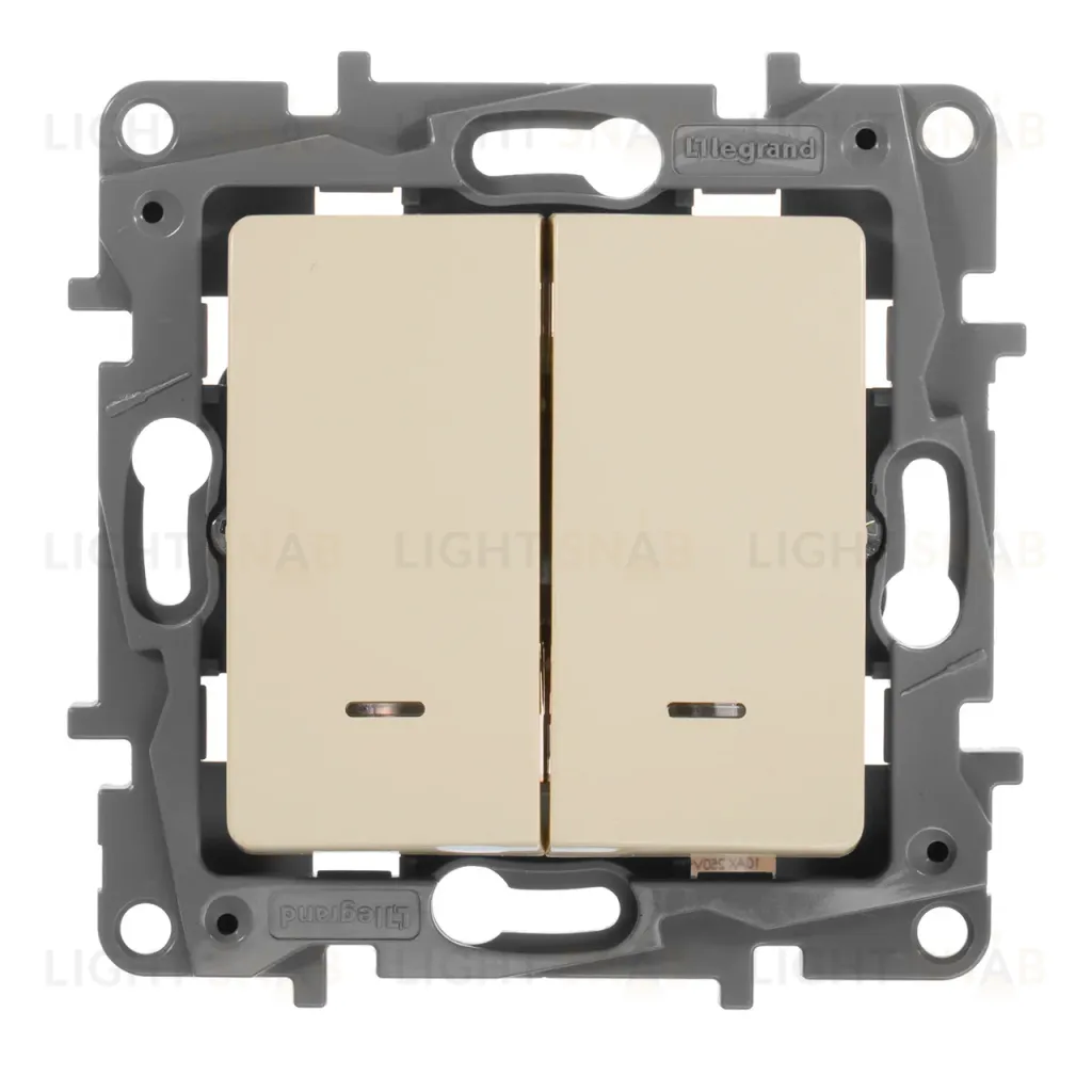 Выключатель двухклавишный Legrand Etika с подсветкой 10A 250V слоновая кость 672304 672304