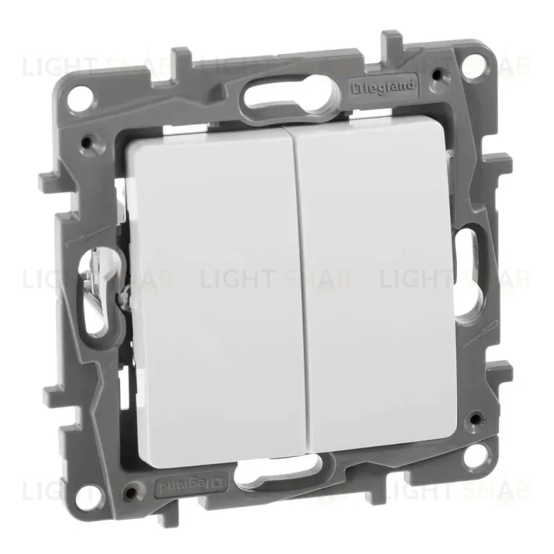 Выключатель двухклавишный Legrand Etika 10A 250V белый 672202 672202