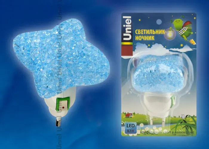 Настенный светодиодный светильник (10334) Uniel DTL-309-Звездочка/Blue/1LED/0,1W DTL-309-Звездочка/Blue/1LED/0,1W