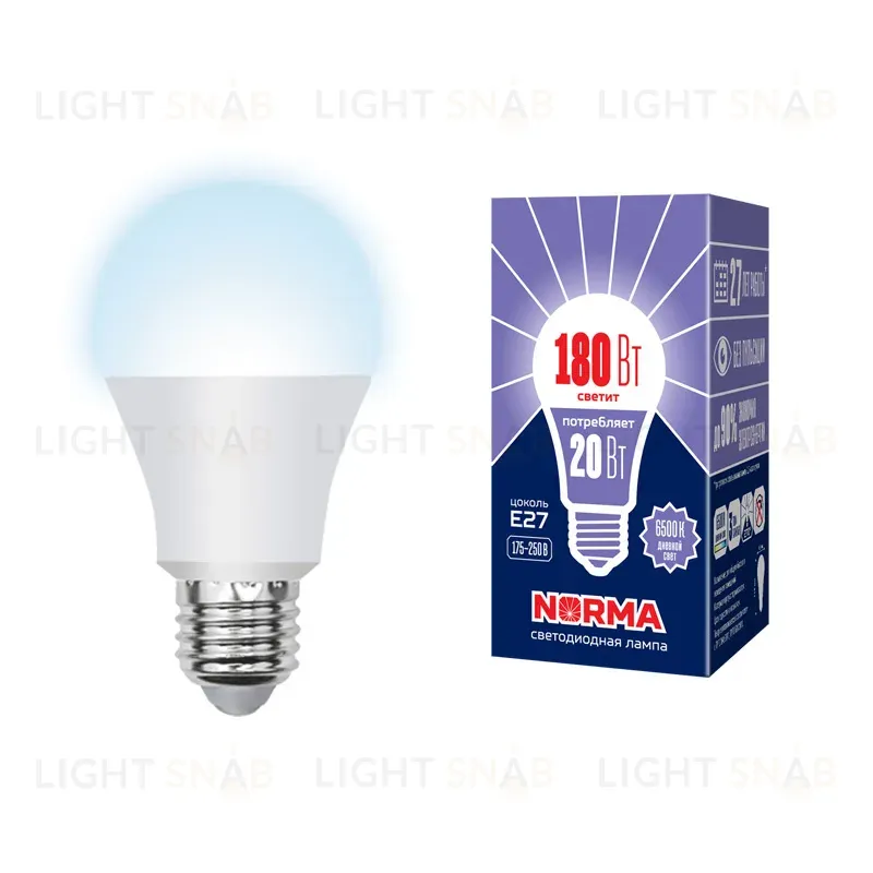 Лампа светодиодная (UL-00004028) Volpe E27 20W 6500K матовая LED-A65-20W/DW/E27/FR/NR LED-A65-20W/DW/E27/FR/NR картон