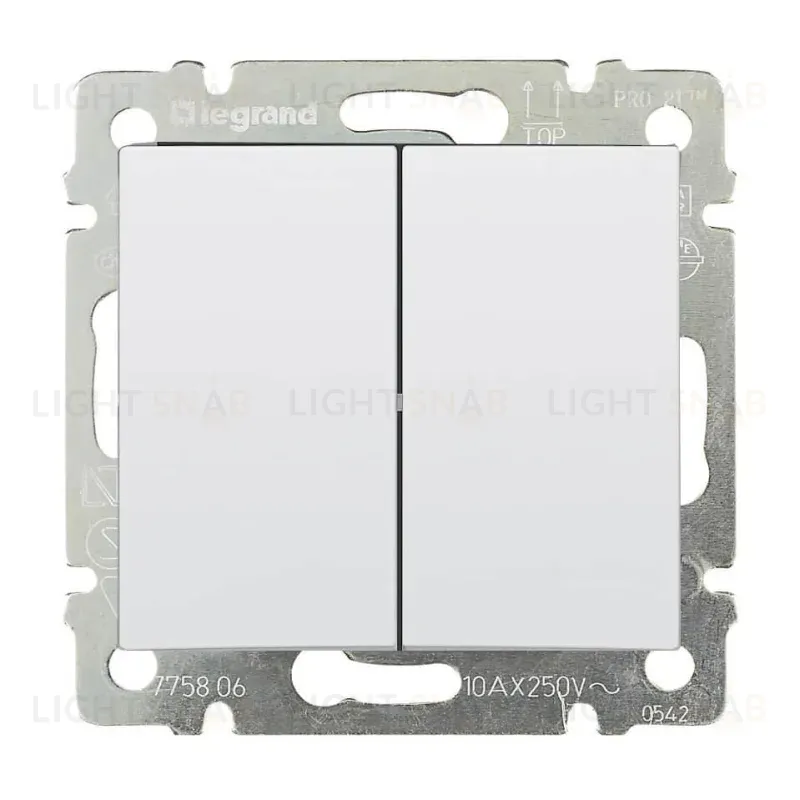 Выключатель двухклавишный Legrand Valena 10A 250V белый 774405 774405