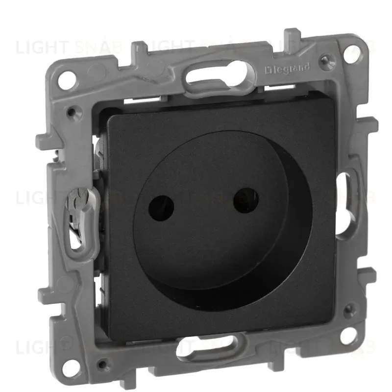 Розетка 2К Legrand Etika 16A 250V б/з со шторками винтовой зажим антрацит 672634 672634
