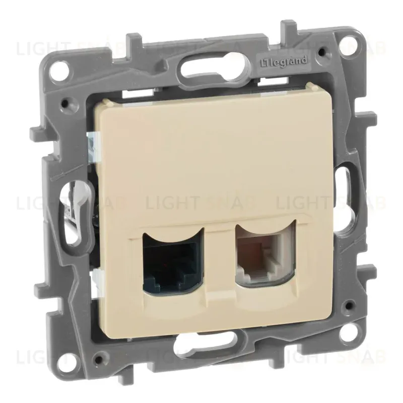 Розетка комбинированная RJ11+RJ45 Legrand Etika 5 кат UTP слоновая кость 672352 672352