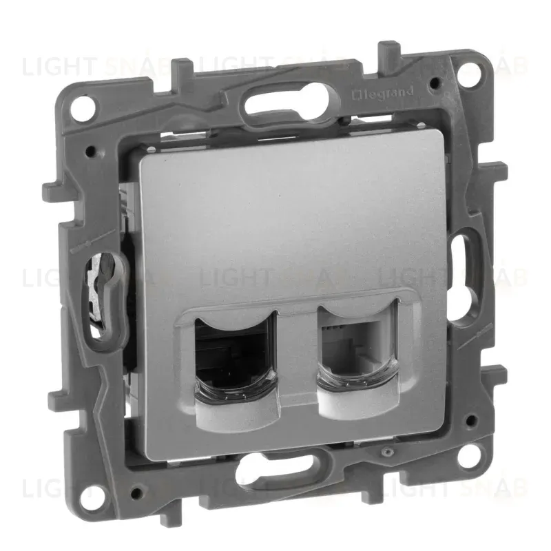 Розетка комбинированная RJ11+RJ45 Legrand Etika 5 кат UTP алюминий 672452 672452