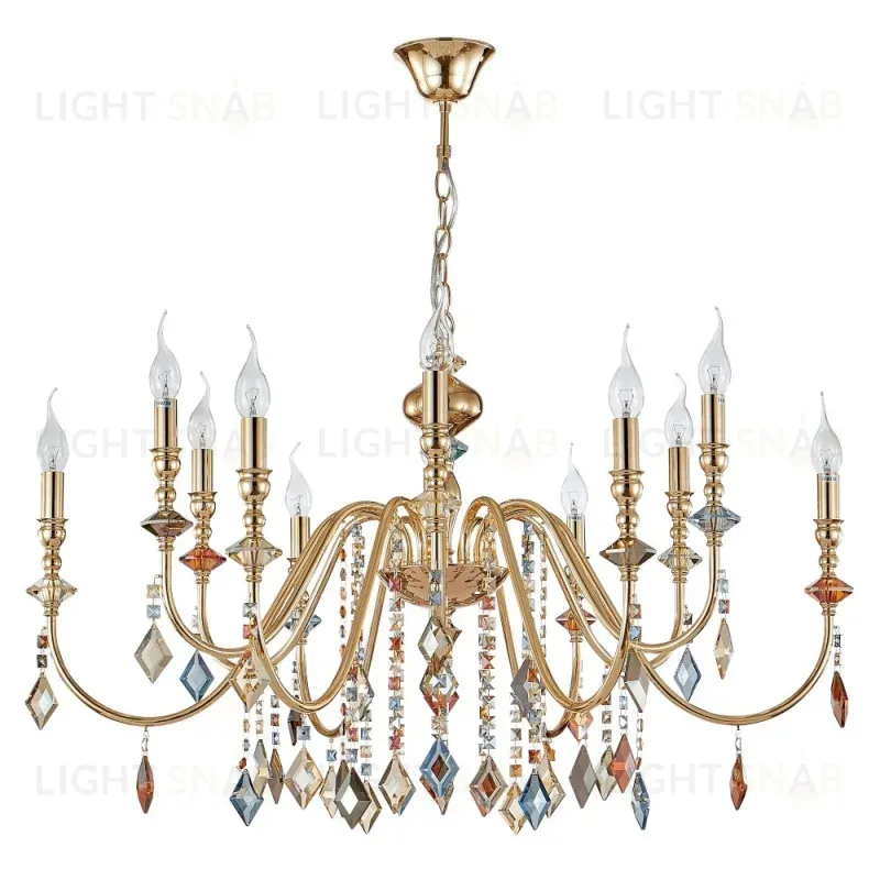Подвесная люстра Crystal Lux MERCEDES SP6+6 GOLD/COLOR MERCEDES SP6+6 GOLD/COLOR