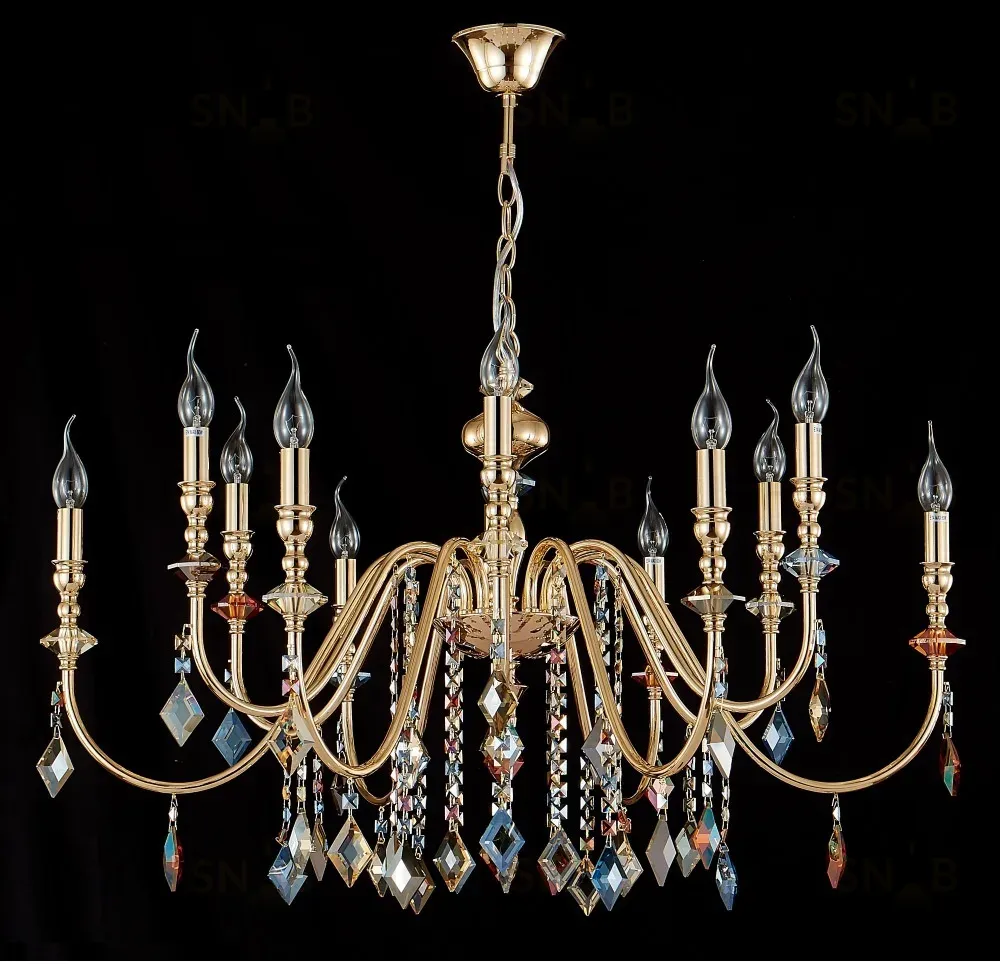 Подвесная люстра Crystal Lux MERCEDES SP6+6 GOLD/COLOR MERCEDES SP6+6 GOLD/COLOR