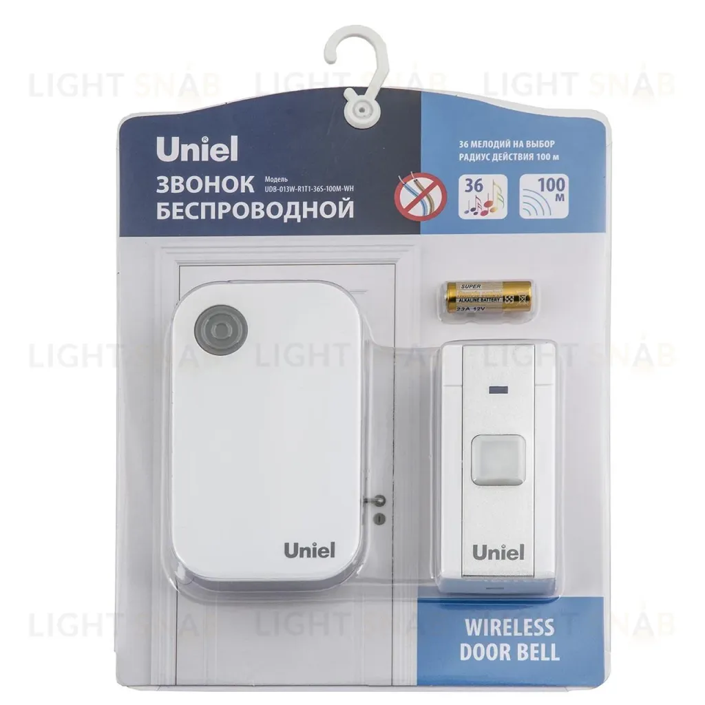 Звонок беспроводной (UL-00006432) Uniel UDB-013W-R1T1-36S-100M-WH UDB-013W-R1T1-36S-100M-WH