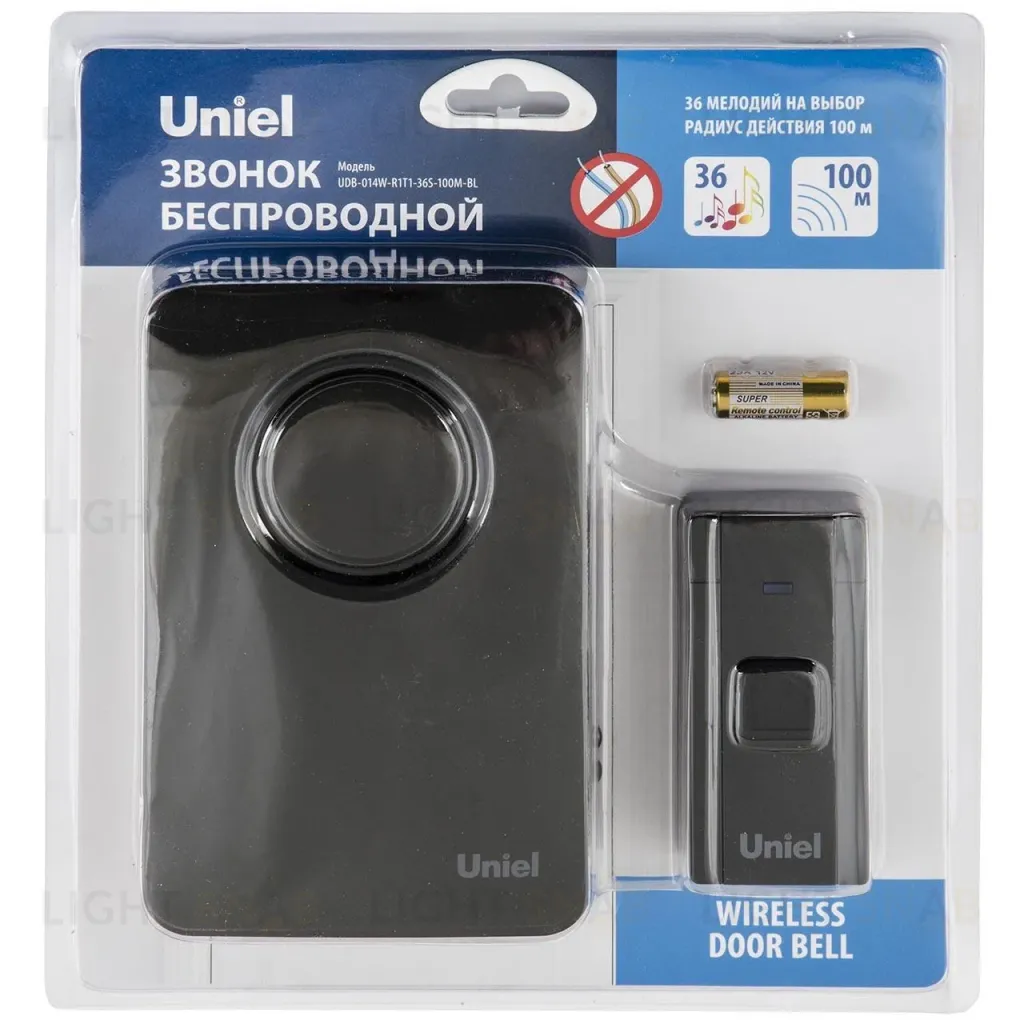Звонок беспроводной (UL-00006433) Uniel UDB-014W-R1T1-36S-100M-BL UDB-014W-R1T1-36S-100M-BL