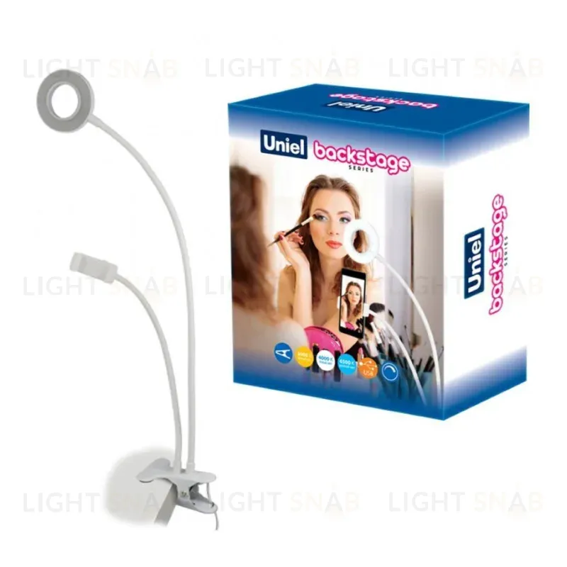 Настольная лампа (UL-00006867) Uniel Backstage ULK-F51-8W/SW/Dim IP20 White ULK-F51-8W/SW/Dim IP20 White