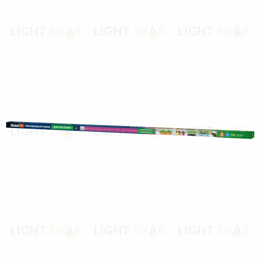 Лампа светодиодная для растений (UL-00006697) Uniel G13 9W прозрачная LED-T8-9W/SPSB/G13/CL PLP30WH LED-T8-9W/SPSB/G13/CL PLP30WH