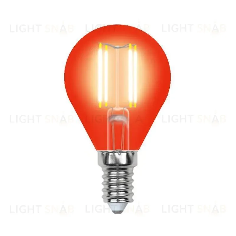 Лампа светодиодная филаментная (UL-00002985) Uniel E14 5W красный LED-G45-5W/RED/E14 GLA02RD LED-G45-5W/RED/E14 GLA02RD картон