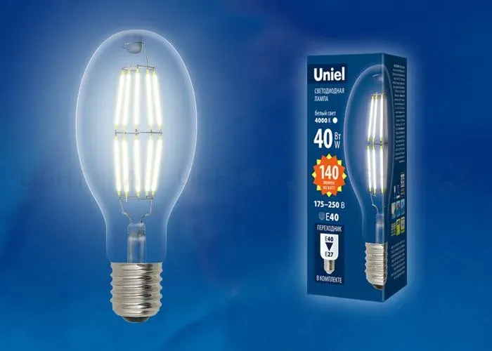 Лампа светодиодная филаментная (UL-00003761) Uniel E40 30W 6500K прозрачная LED-ED90-30W/DW/E40/CL GLP05TR LED-ED90-30W/DW/E40/CL GLP05TR