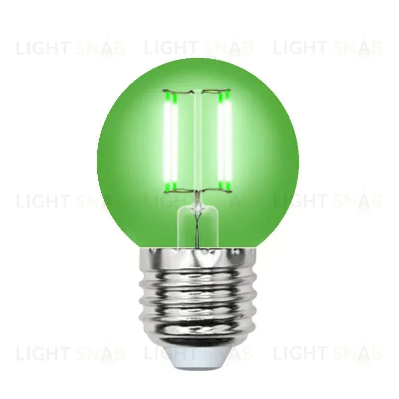 Лампа светодиодная филаментная (UL-00002988) Uniel E27 5W зеленый LED-G45-5W/GREEN/E27 GLA02GR LED-G45-5W/GREEN/E27 GLA02GR картон