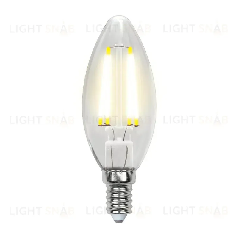 Лампа светодиодная филаментная (UL-00003250) Uniel E14 7,5W 3000K прозрачная LED-G45-7,5W/WW/E14/CL GLA01TR LED-G45-7,5W/WW/E14/CL GLA01TR картон