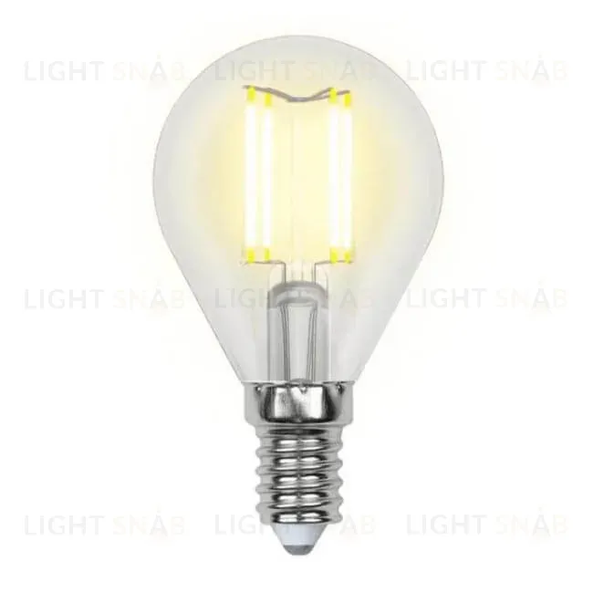 Лампа светодиодная филаментная (UL-00003250) Uniel E14 7,5W 3000K прозрачная LED-G45-7,5W/WW/E14/CL GLA01TR LED-G45-7,5W/WW/E14/CL GLA01TR картон