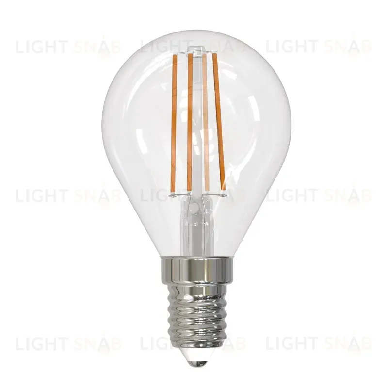 Лампа светодиодная филаментная (UL-00005172) Uniel E14 9W 3000K прозрачная LED-G45-9W/3000K/E14/CL PLS02WH LED-G45-9W/3000K/E14/CL PLS02WH картон