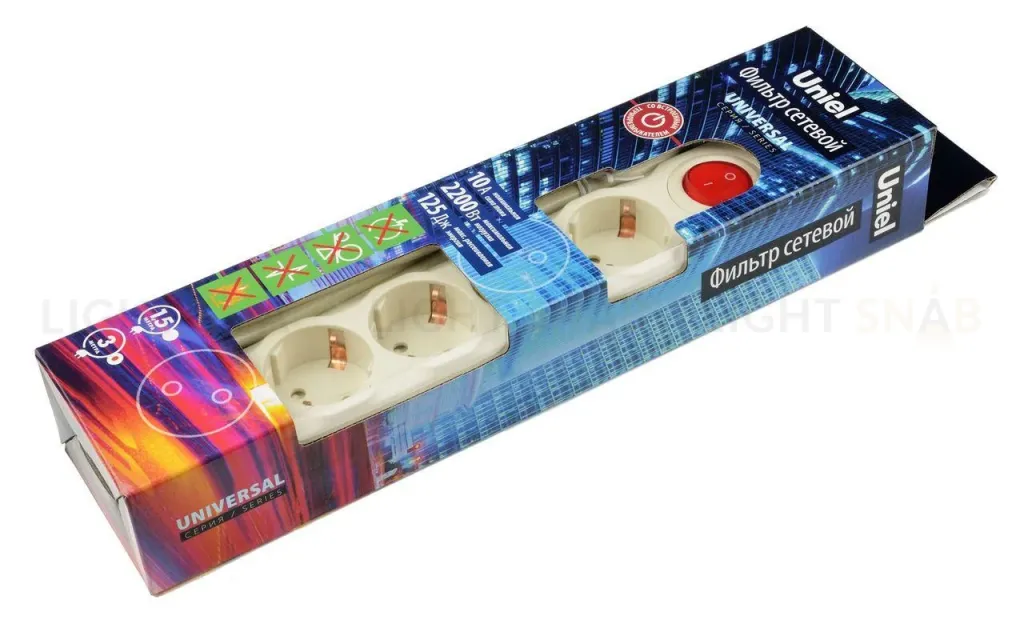 Cетевой фильтр (UL-00001741) Uniel 5гн х 1,5м с/з Universal S-GSU5-1,5 White S-GSU5-1,5 White