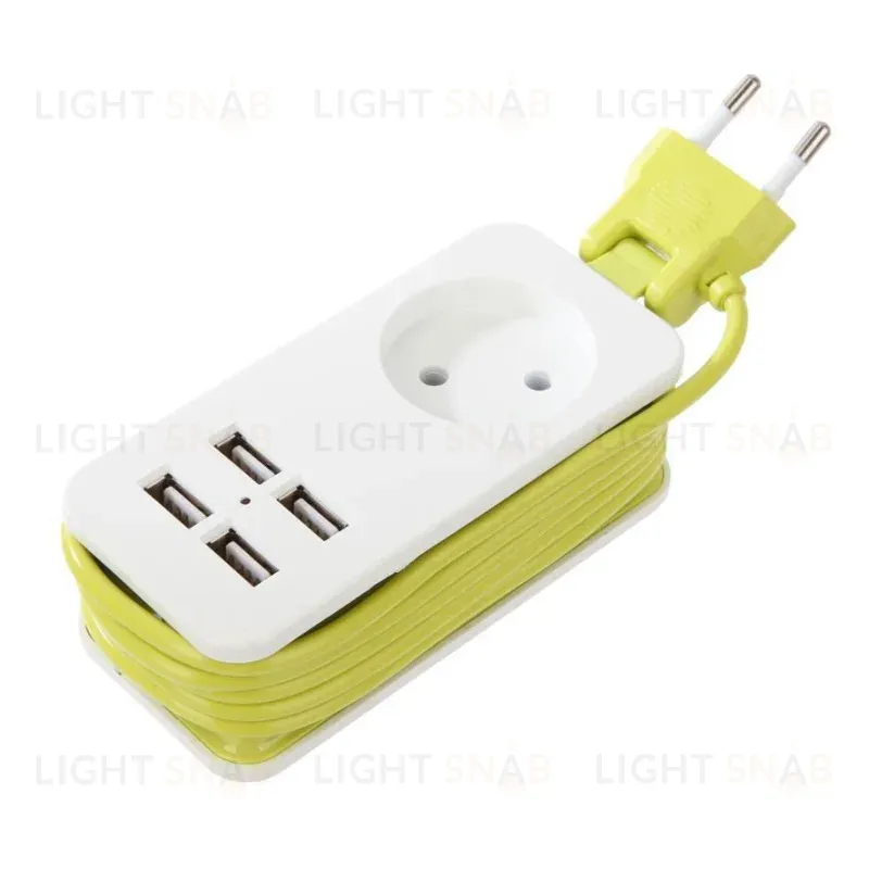 Удлинитель (UL-00003331) Uniel 1гн х 1,5м б/з Travel S-CT1-1,5U White/Green S-CT1-1,5U White/Green