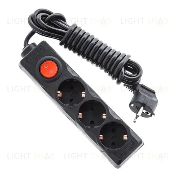 Удлинитель (UL-00003608) Uniel 2гн х 3м с/з Standard S-GCD3-3B Black S-GCD3-3B Black