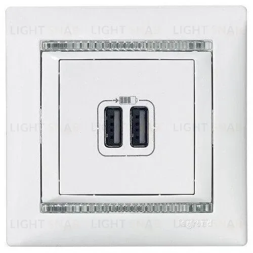 Розетка USB двойная Legrand Valena 240V/5V 2400mA алюминий 770270 770270