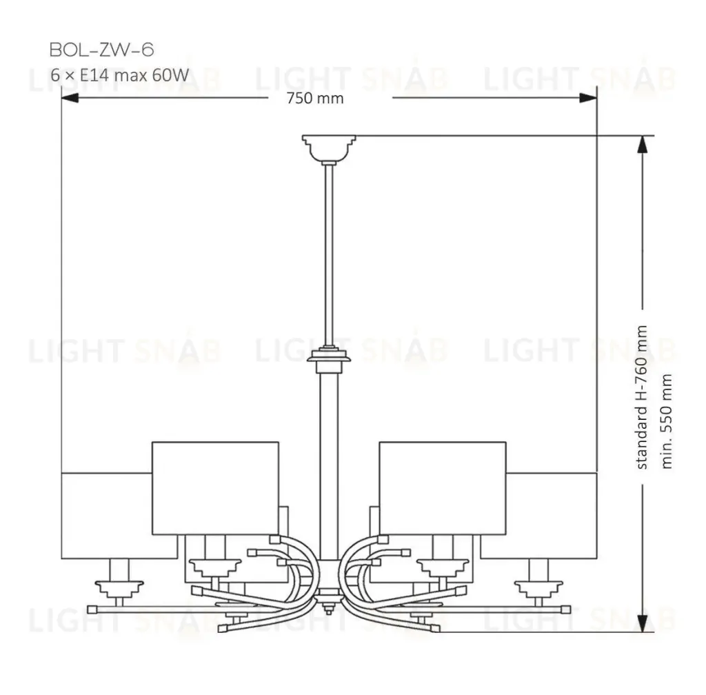 Подвесная люстра Kutek Mood Bolt BOL-ZW-6 (N) BOL-ZW-6(N)
