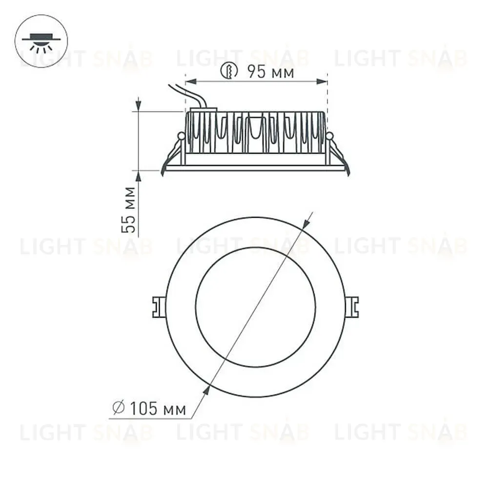 Встраиваемый светодиодный светильник Arlight LTD-105WH-Frost-9W Warm White 021067 021067