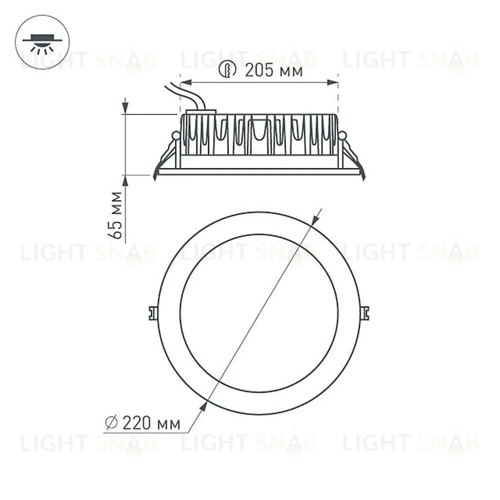 Встраиваемый светодиодный светильник Arlight LTD-220WH-Frost-30W Warm White 021070 021070