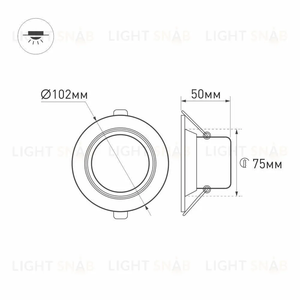 Встраиваемый светодиодный светильник Arlight LTD-70WH 5W Warm White 018420 018420