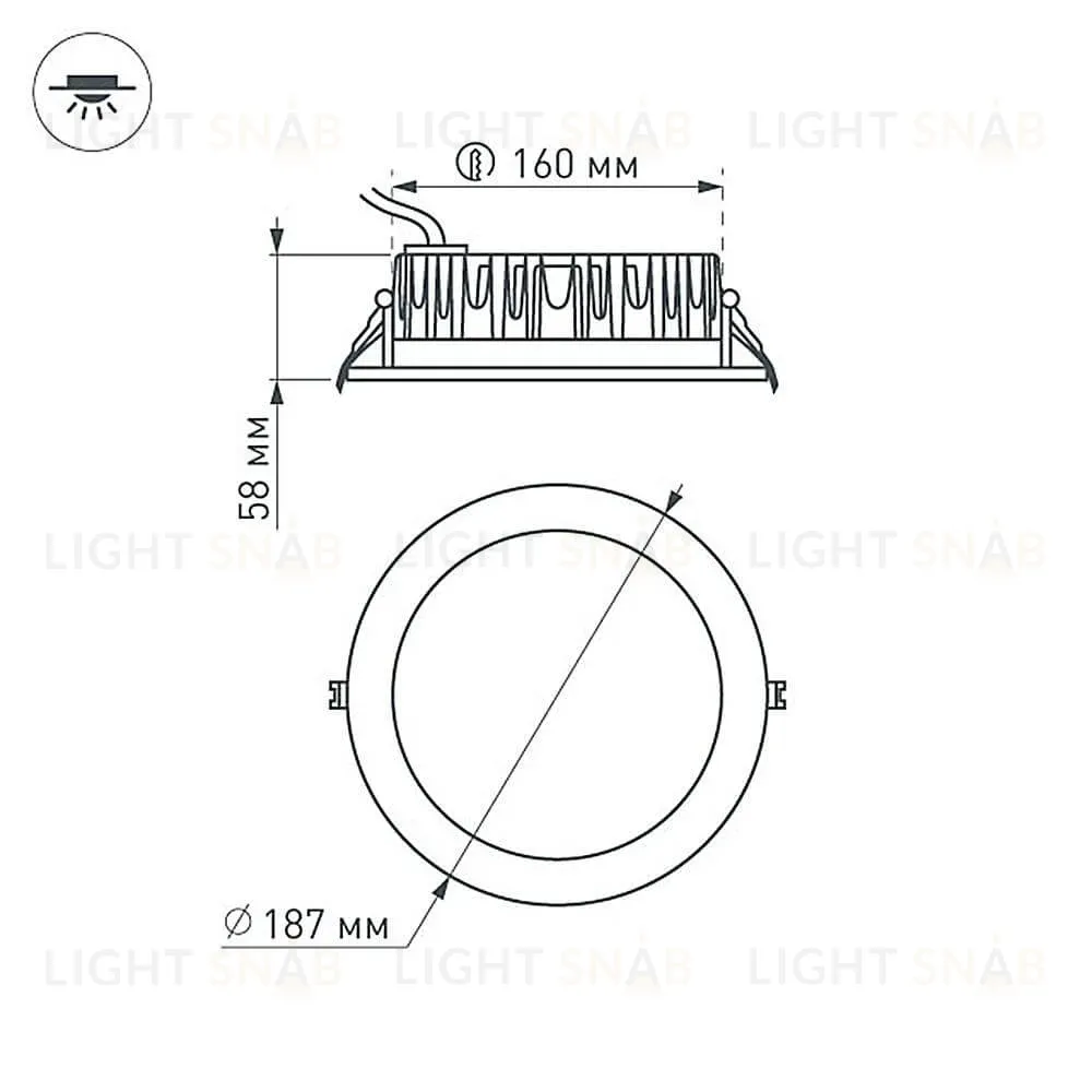Встраиваемый светодиодный светильник Arlight LTD-187WH-Frost-21W Warm White 021069 021069