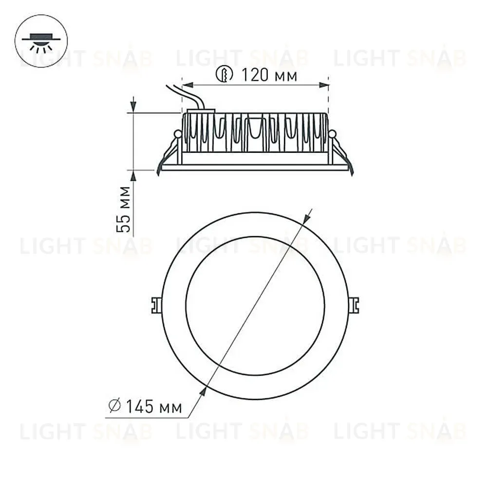 Встраиваемый светодиодный светильник Arlight LTD-145WH-Frost-16W White 021493 021493