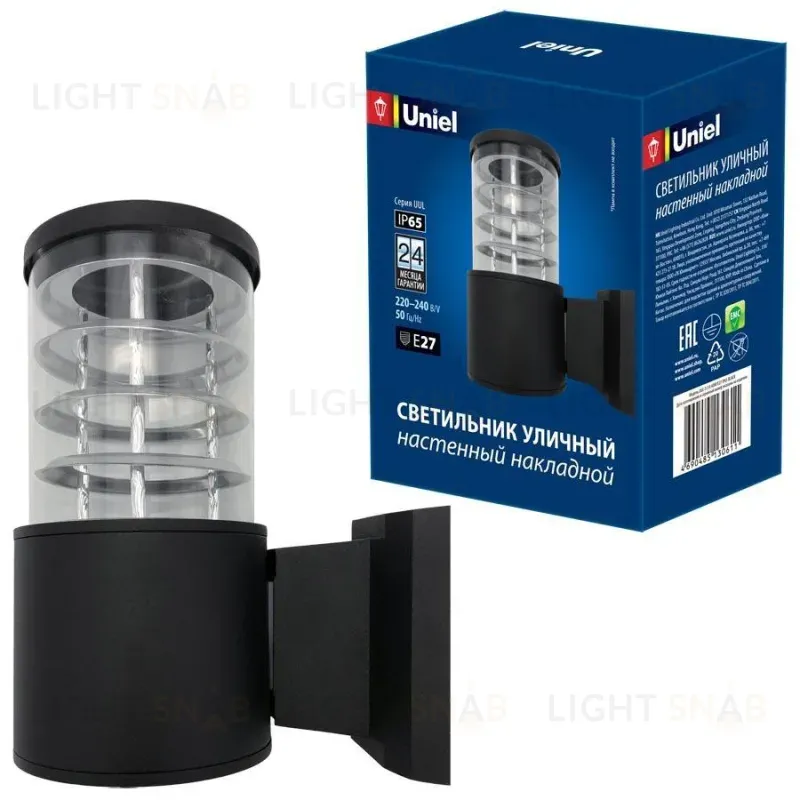 Уличный настенный светильник (UL-00006809) Uniel UUL-S11A 60W/E27 IP65 Black UUL-S11A 60W/E27 IP65 Black