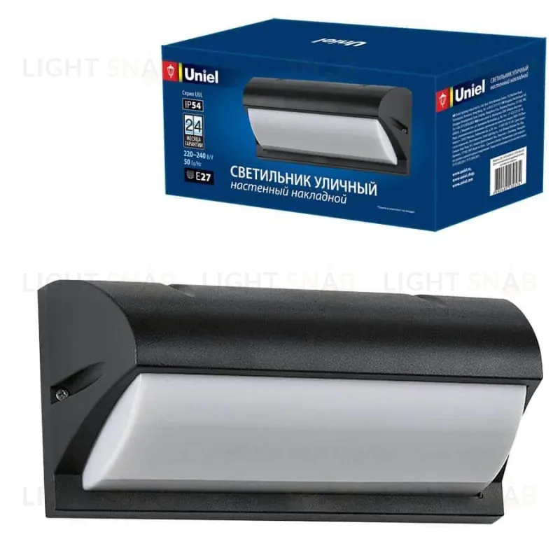 Уличный настенный светильник (UL-00006807) Uniel UUL-S07A 60W/E27 IP54 Black UUL-S07A 60W/E27 IP54 Black