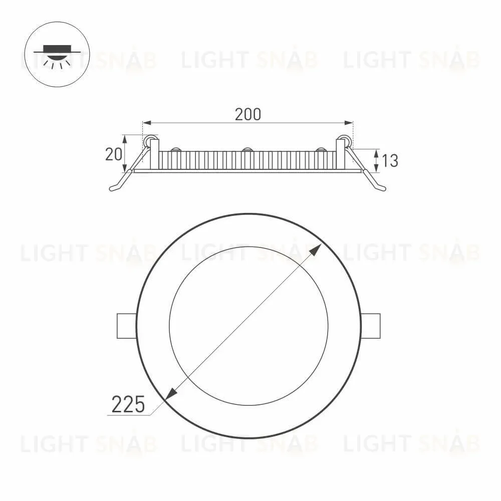 Встраиваемый светодиодный светильник Arlight DL-225M-21W Warm White 020119 020119