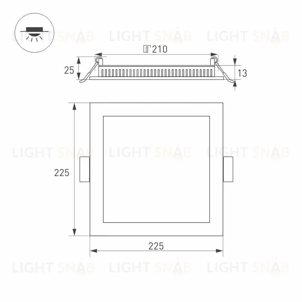 Встраиваемый светодиодный светильник Arlight DL-225x225M-21W Warm White 020137 020137