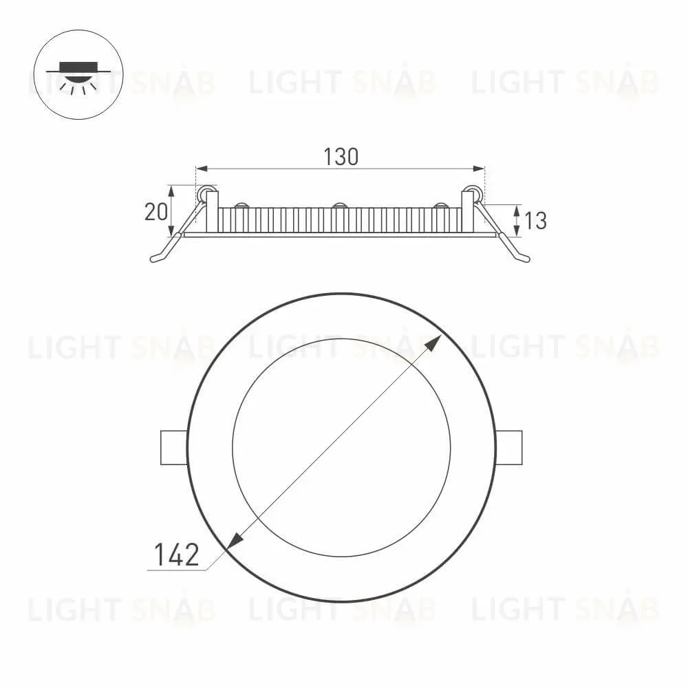 Встраиваемый светодиодный светильник Arlight DL-142M-13W Warm White 020110 020110