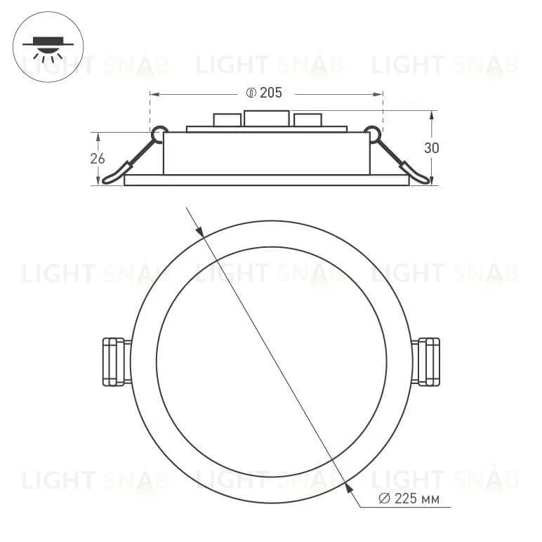 Встраиваемый светодиодный светильник Arlight DL-BL225-24W Day White 021443 021443