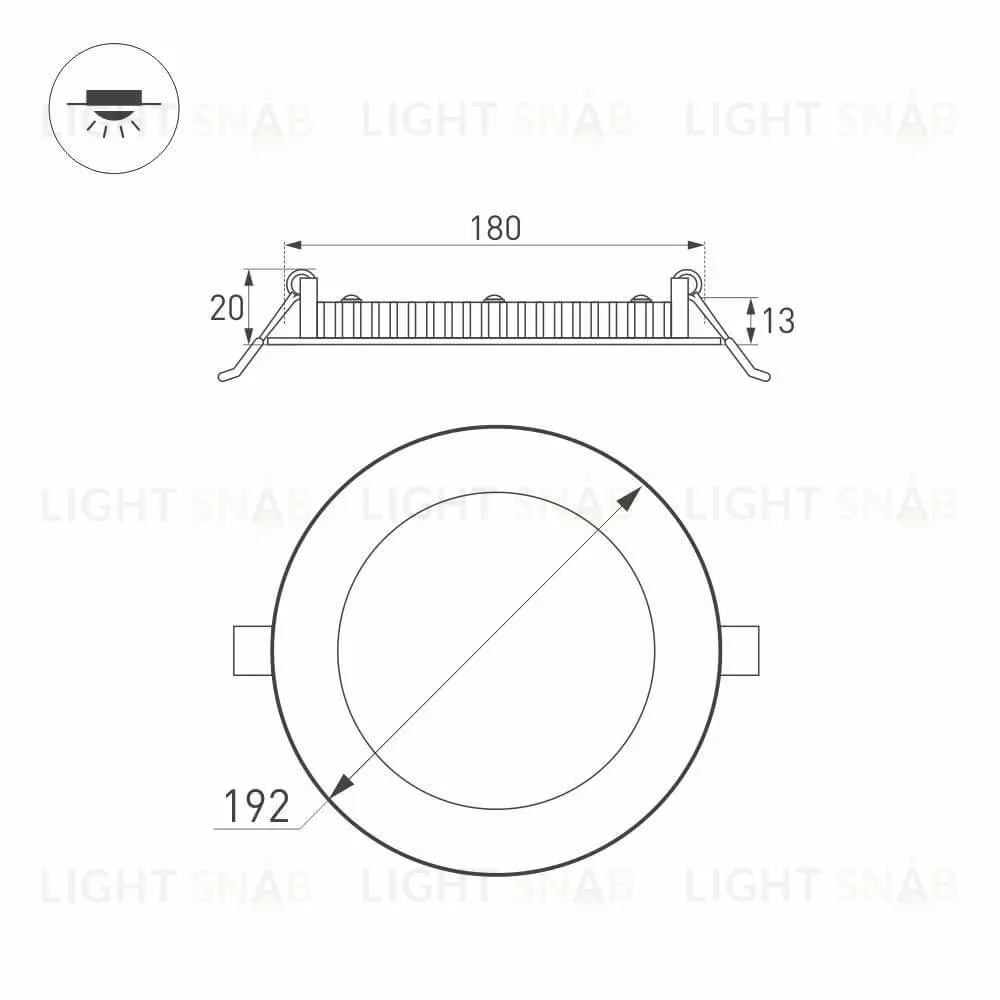 Встраиваемый светодиодный светильник Arlight DL-192M-18W Warm White 020116 020116